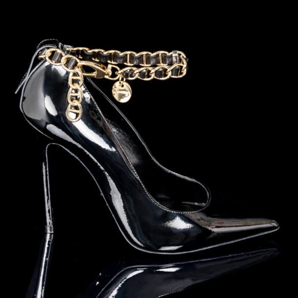 Black Stiletto Chain High Heels